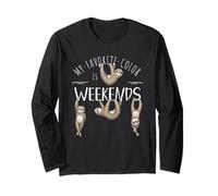 My Favorite Color is Weekends Lazy Chill Out Sloth Long Sleeve T-Shirt