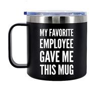 My Favorite Employee Gave Me This Mug Insulated Coffee Cup 14oz With Handle and Lid Boss Gift Employer Manager From Coworker Employee 304 Stainless Steel Tumbler Camping Travel Thermal Mug (Black)
