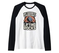 My Favorite Exercise Lifting Rocks Funny Rockhound Geology Raglan Baseball Tee