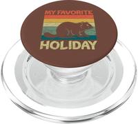 My Favorite Holiday Groundhog Day Retro Sunset Groundhog PopSockets PopGrip for MagSafe