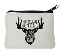 My Favorite Hunting Buddy Calls Me Dad Minimalist Deer Graphic Neoprene Coin Purse Pouch 10x11cm White