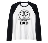 My Favorite Inmate Calls Me Dad Heart Handcuffs Raglan Baseball Tee