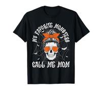My Favorite Monsters Call Me Mom Halloween Skull Graphic T-Shirt