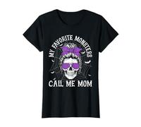 My Favorite Monsters Call Me Mom Halloween Skull Graphic T-Shirt