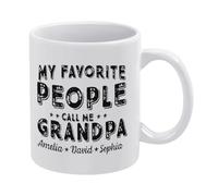 My Favorite People Call Me Grandpa-1 White Ceramic Coffee Mug 11 Oz, Double-Sided Printed Tea Cup with Ergonomic C-Handle, Thickened Bottom Porcelain Drinkware for Home Office Kitchen, Novelty Gifts F