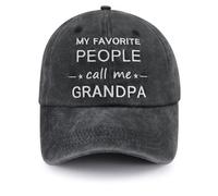 My Favorite People Call Me Grandpa Hats for Men, Funny Adjustable Cotton Embroidered Baseball Cap, Black, One size