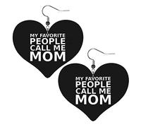 My Favorite People Call Me Mom Leather Earrings For Women Dangle Earring Drop Heart Pendant With Hook Gifts For Adult Girl