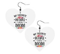 My Favorite People Call Me Mom Leather Earrings For Women Dangle Earring Drop Heart Pendant With Hook Gifts For Adult Girl