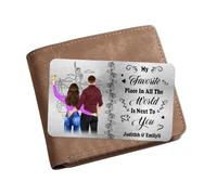My Favorite Place In All The World Is Next To You Wallet Card,Personalized Custom Couple Wallet Card with Portrait Name,Gift For Boyfriend Girlfriend Husband Wife Valentine's Day Anniversary