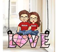My Favorite Place is Next to You, Personalized Couple Hanging Suncatchers, Anniversary, Birthday Gifts for Wife, Husband, Romantic Gifts for Her, Him, Housewarming Couple Gift