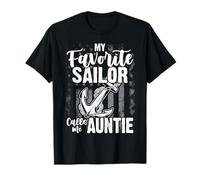 My Favorite Sailor Calls Me Auntie Sailing USA Flag Anchor T-Shirt