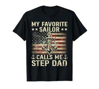 My Favorite Sailor Calls Me Step Dad Flag US Family Matching T-Shirt