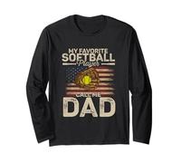 My Favorite Softball Player Calls Me Dad Father's Day Daddy Long Sleeve T-Shirt