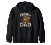 My Favorite Softball Player Calls Me Dad Father's Day Daddy Zip Hoodie