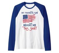 My Favorite Son Bought Me This Funny Patriotic 4th of July Raglan Baseball Tee
