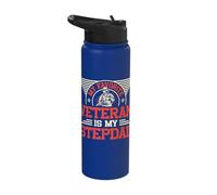 My Favorite Veteran is My Stepdad Parent Dad Family Stainless Steel Insulated Water Bottle