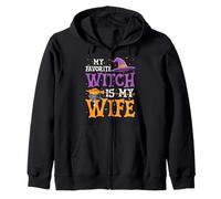 My Favorite Witch Is My Wife Funny Husband Halloween Zip Hoodie