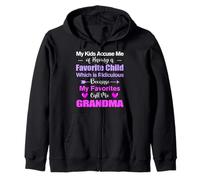 My Favorites Call Me Grandma Funny Grandma Birthday Zip Hoodie
