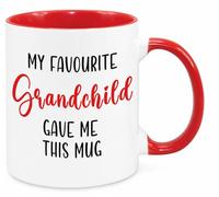 My Favourite Grandchild Mug - Birthday Gift Christmas Mom Mum Daughter Son Nan Nanny Grandmother Grandad Gift for Grandparents Funny Novelty Silly (Red)