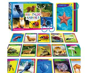 My First 120 Animals, 60PCS Realistic Zoo Animal Cards Farm/Wild/Marine Animals/Insects/Birds Flashcards Montessori & Science Educational Toys Preschool Learning for Homeschool Preschool Toddler Kids