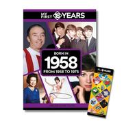 My First 18 Years - Born in 1958 Book & Bookmark Gift Set | Birthday Keepsake | Nostalgia Year Facts | Classic Gift Idea