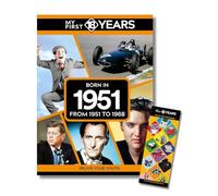 My First 18 Years - Born in Book & Bookmark Gift Set | Birthday Keepsake | Nostalgia Bookmark | Gold Limited Edition (1951)