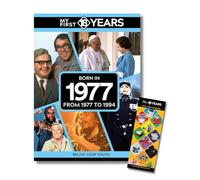 My First 18 Years - Born in Book & Bookmark Gift Set | Birthday Keepsake | Nostalgia Bookmark | Gold Limited Edition (1977)
