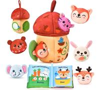 My First Acorn House Montessori 8-in-1 Sensory Toy Set for Children 6-12 Months 1-3 Rattle and Crinkle Toy with Fabric Book, Christmas Gifts and Fillings