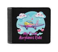 My First Airplane Ride Bifold Wallet PU Leather Pocket Wallet Slim Purse for Women Men Gifts