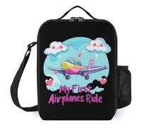 My First Airplane Ride Insulated Lunch Bag Portable Lunch Box Lunch Tote Bag with Shoulder Strap