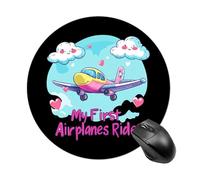 My First Airplane Ride Mouse Pad Round Mouse Mat Non-Slip Mousepad for Home Office