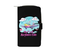 My First Airplane Ride Womens PU Leather Wallet Long Purse Clutch Organizer for Office Travel