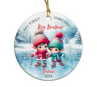 My First As Big Brother Christmas Tree Hanging Ornament Funny Xmas Pendant Ceramic Christmas Decorations For New Years Holiday Home Decor