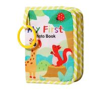 My First Baby Photo Album, Soft Fabric Memory Book, Holds 5-Inch and 6-Inch Photos, Size 18.5x14cm, Giraffe and Fox Patterns, Yellow Color, Ideal for Newborn Keepsake and Baby Shower Gifts