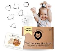 My First Baking Set for Children - 7 Stainless Steel Cookie Cutters with Recipe & Game Ideas | Moulds for Learning to Baking from 2 3 Years | Gift Toddler Advent Calendar Filling
