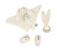 Kaloo - Lapinoo - Newborn Gift Set - Cream Colour - 3 Baby Accessories - Baby’s Comforter + Teething Ring + Booties - 11 cm - 0 Months +, K218013