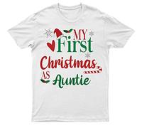 My First Christmas As Daddy Family Santa Claus Elf Matching T Shirt Funny Xmas Holiday Tee Top Auntie M