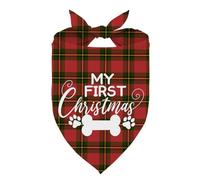 My First Christmas Day Dog Bandana, Classic Buffalo Plaid Pet Scarf, Adjustable Triangle Dog Scarf, Christmas Party Dogs Bandana, New Year Xmas Pet Gift