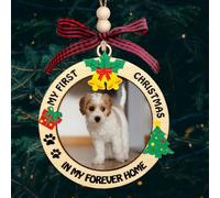 My First Christmas Dog Photo Ornament Dog's First Christmas Wooden Picture Frame Ornament For Pet Lover Xmas Tree Decorations Hanging Pendant Gifts