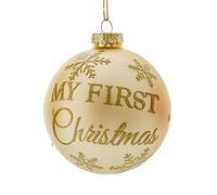 My First Christmas Glass Bauble 80mm Tree Decoration - Gold