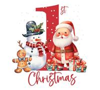 My First Christmas, Iron-On 1st Xmas Transfer, Decoration Gift Present Idea for Kids, Childs, Childrens Clothing T- Shirts, Decal Sticker - 16cm x 15cm (1)