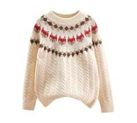 My First Christmas Jumper Baby Outfit Toddler Boy Baby's Winter Girls Thick Bulky Yarn Flower Loose Knit Sweater for Children Cozy Casual Wear Beige