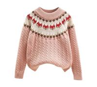 My First Christmas Jumper Baby Outfit Toddler Boy Baby's Winter Girls Thick Bulky Yarn Flower Loose Knit Sweater for Children Cozy Casual Wear Pink