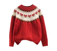 My First Christmas Jumper Baby Outfit Toddler Boy Baby's Winter Girls Thick Bulky Yarn Flower Loose Knit Sweater for Children Cozy Casual Wear Red