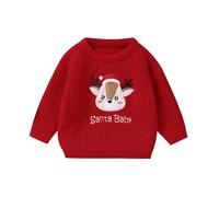 My First Christmas Jumper Deer Print Festive Winter Pullover for Toddler Girls Cozy Soft Knitted Sweater Top with Long Sleeves