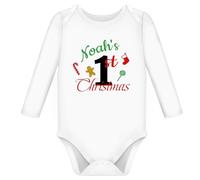 My First Christmas Outfit Baby Boy Girl Vests Personalised 1st Xmas Grow 2025 Gifts Keepsake Gender Neutral Baby Clothes New Born Babygrow Onesies (Long Sleeve Top, 3-6 Months)