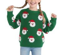 My First Christmas Outfit Baby Girl 1st Boy Kids Elf Clothes Winter Knit Sweater Baseball Cap for Girls Cozy Warm Yarn with Classic Santa Design Long Sleeve Round Neck Pullover Green