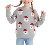 My First Christmas Outfit Baby Girl 1st Boy Kids Elf Clothes Winter Knit Sweater Baseball Cap for Girls Cozy Warm Yarn with Classic Santa Design Long Sleeve Round Neck Pullover Grey