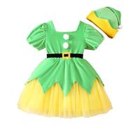 My First Christmas Outfit Girl Baby Boys 3-4 Girls Toddler Holiday Party Dress Short Sleeve Costume for Festive Dance Celebration Green