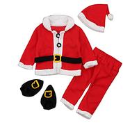 My First Christmas Outfit Girl,Boys Girls Infant Bodysuit Baby Quilting Process Double Zipper Unisex Rompers Xmas Hat Costumes 12-18 Months Aged 6 Months-2 Years (1#Red,6-12 Months)